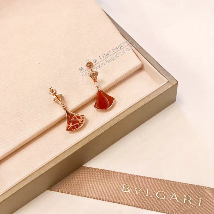 Bvlgari飾品 寶格麗diva系列 925純銀 扇形裙子鑽耳釘  zgbq3022